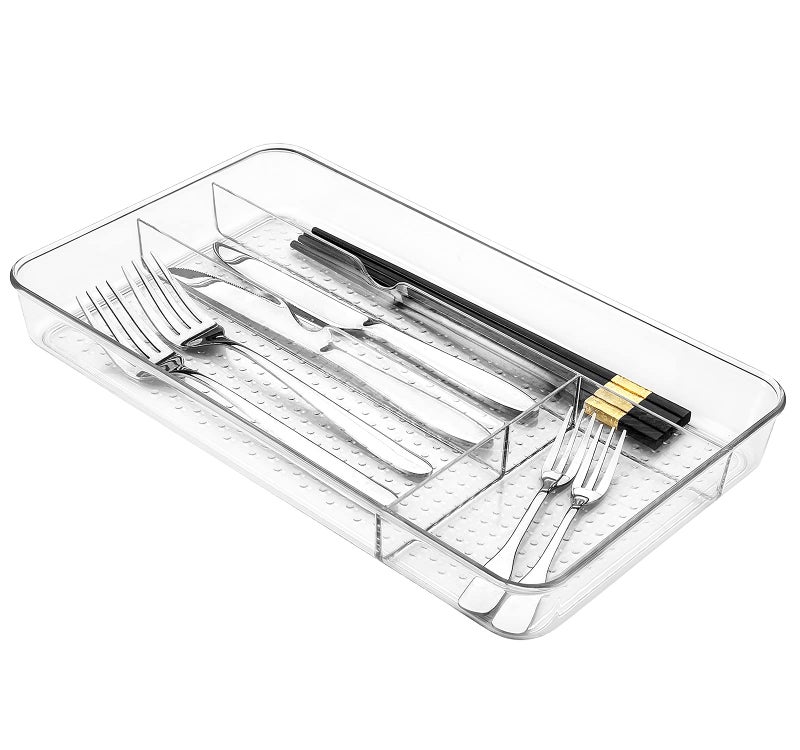 Lonian Cutlery Tray, No-Slip Drawers Organizer for Utensils Storage and Organising in Kitchen, Cosmetic Tray for Dressing Table Makeup Storage Organiser in Bedroom and Living Room - Image 1